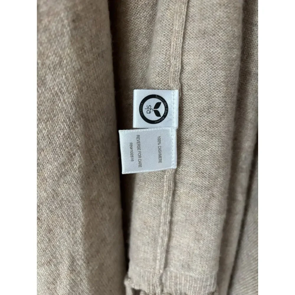 Garnet Hill Cashmere Wrap Shawl OS Womens Long Oat Heather Fringe Soft
